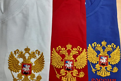 Футболки с гербом РФ (вышивка)