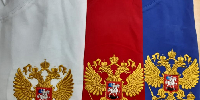 Футболки с гербом РФ (вышивка)